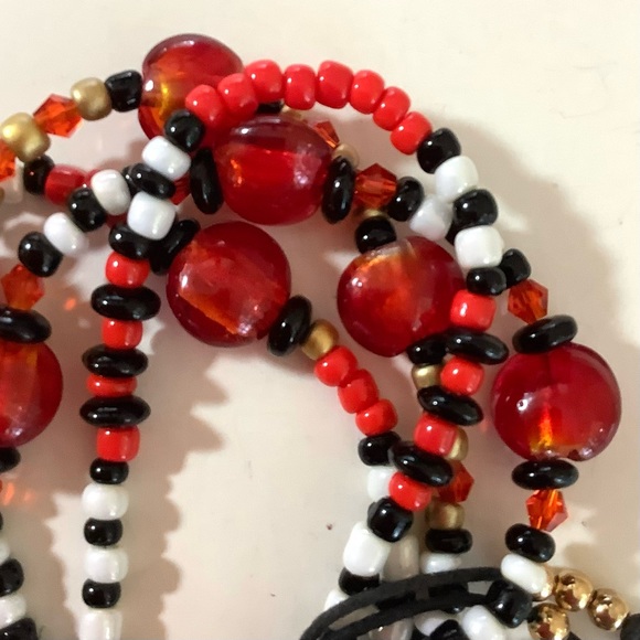 Handmade fire polish stone and onyx stack bracelet - Picture 3 of 7